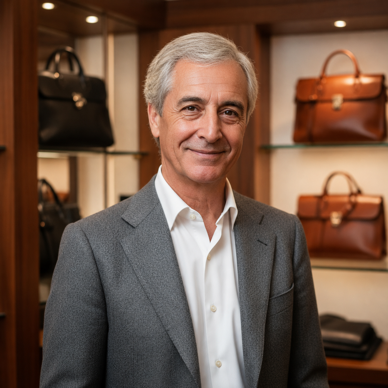 Matteo Rosso, founder of Atelier Rosso, in his London boutique